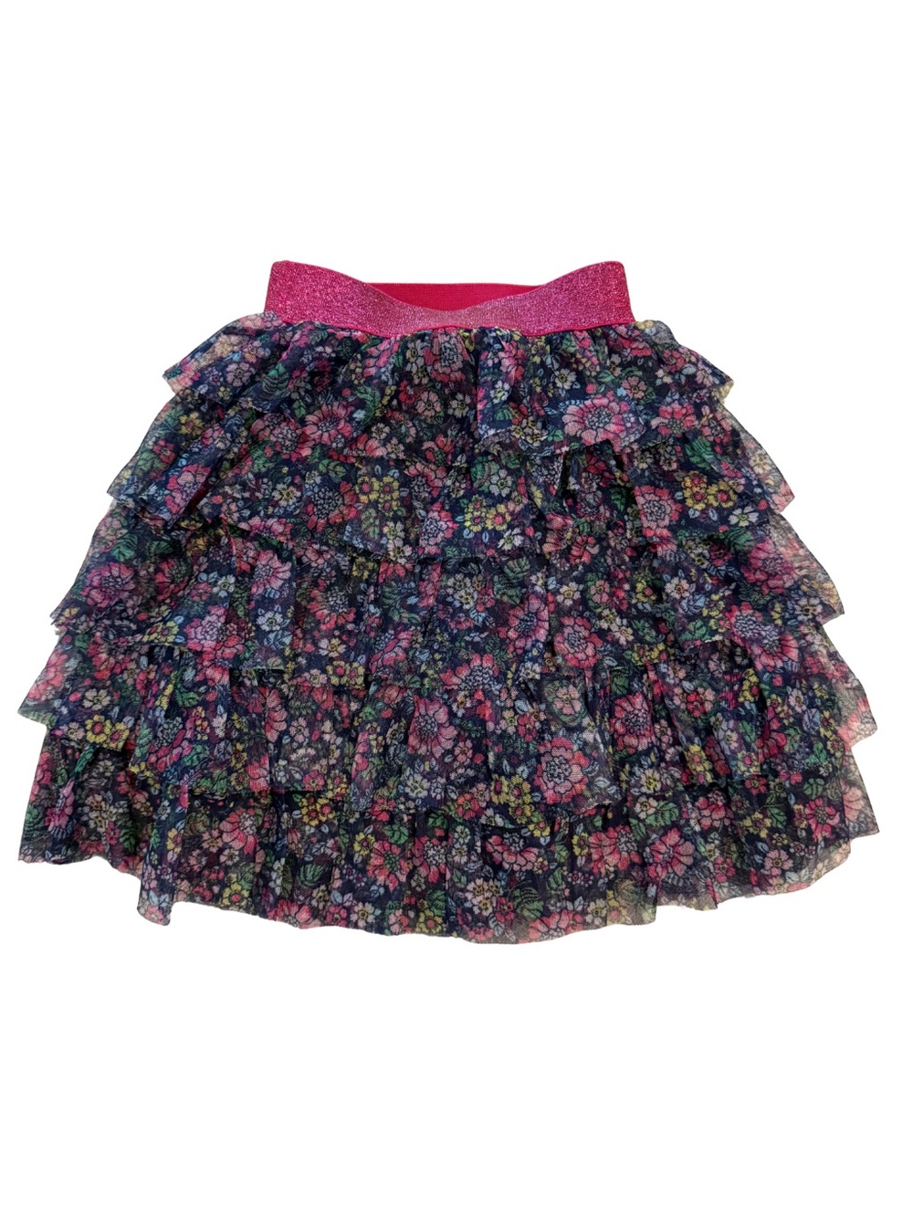 Mini Boden Floral Tulle Ruffle Skirt 2-3 Years